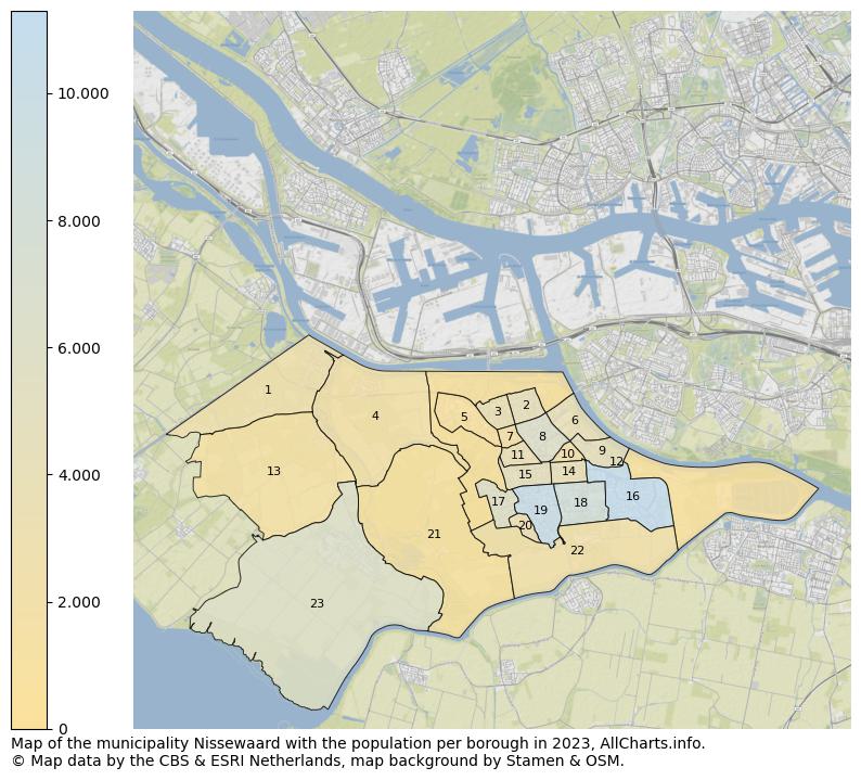 Map of the municipality Nissewaard with the population per borough in 2023. This page shows a lot of information about residents (such as the distribution by age groups, family composition, gender, native or Dutch with an immigration background, ...), homes (numbers, types, price development, use, type of property, ...) and more (car ownership, energy consumption, ...) based on open data from the Dutch Central Bureau of Statistics and various other sources!