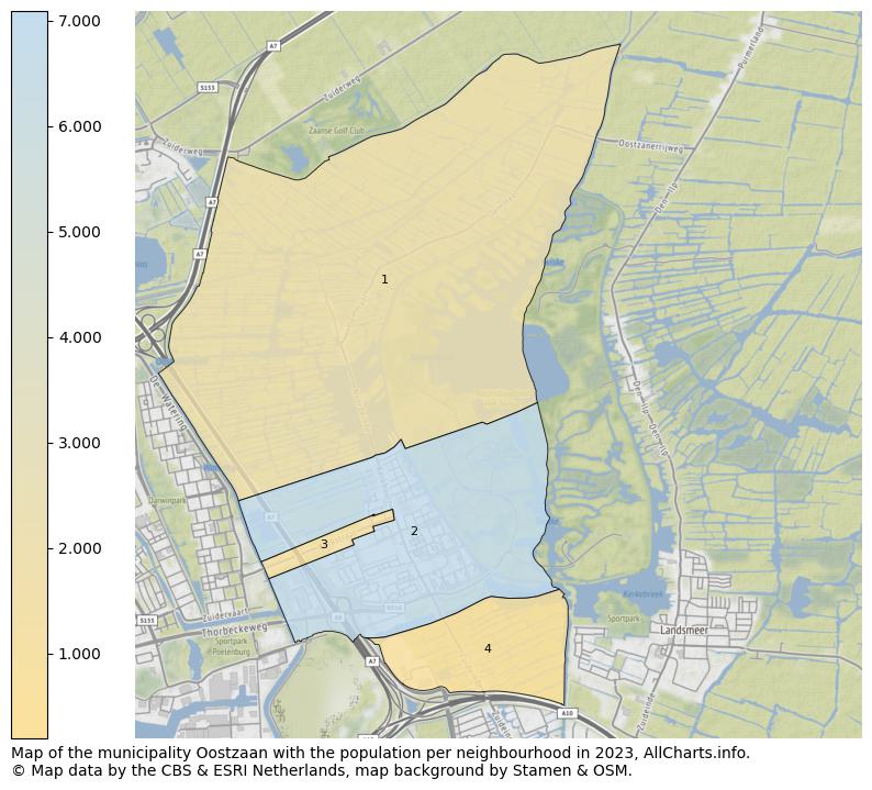 Map of the municipality Oostzaan with the population per neighbourhood in 2023. This page shows a lot of information about residents (such as the distribution by age groups, family composition, gender, native or Dutch with an immigration background, ...), homes (numbers, types, price development, use, type of property, ...) and more (car ownership, energy consumption, ...) based on open data from the Dutch Central Bureau of Statistics and various other sources!