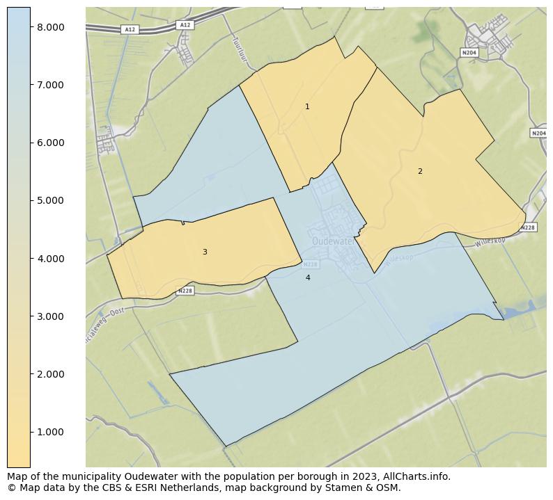 Map of the municipality Oudewater with the population per borough in 2023. This page shows a lot of information about residents (such as the distribution by age groups, family composition, gender, native or Dutch with an immigration background, ...), homes (numbers, types, price development, use, type of property, ...) and more (car ownership, energy consumption, ...) based on open data from the Dutch Central Bureau of Statistics and various other sources!