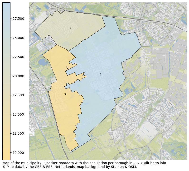 Map of the municipality Pijnacker-Nootdorp with the population per borough in 2023. This page shows a lot of information about residents (such as the distribution by age groups, family composition, gender, native or Dutch with an immigration background, ...), homes (numbers, types, price development, use, type of property, ...) and more (car ownership, energy consumption, ...) based on open data from the Dutch Central Bureau of Statistics and various other sources!
