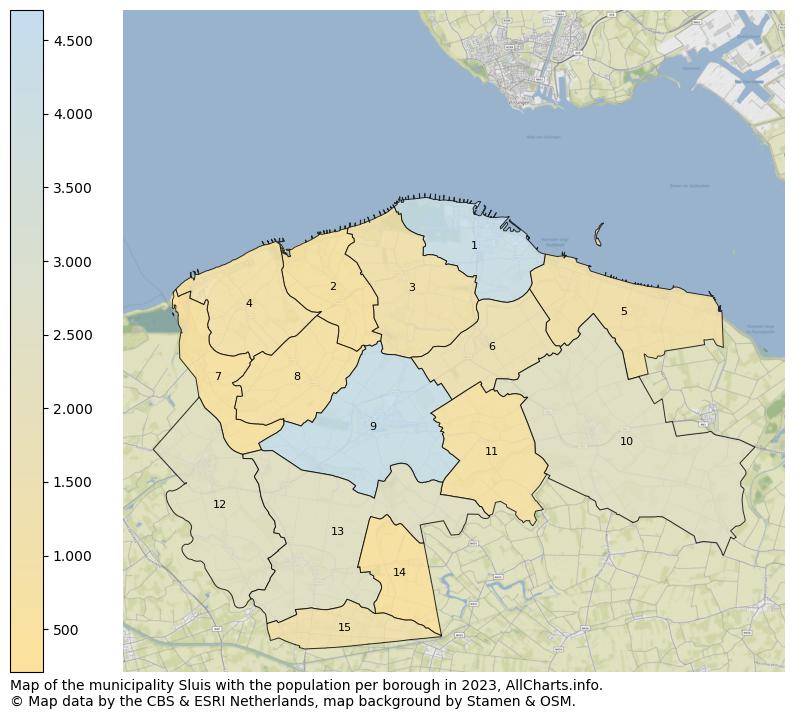 Map of the municipality Sluis with the population per borough in 2023. This page shows a lot of information about residents (such as the distribution by age groups, family composition, gender, native or Dutch with an immigration background, ...), homes (numbers, types, price development, use, type of property, ...) and more (car ownership, energy consumption, ...) based on open data from the Dutch Central Bureau of Statistics and various other sources!