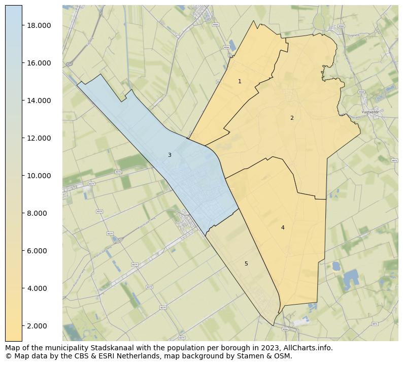 Map of the municipality Stadskanaal with the population per borough in 2023. This page shows a lot of information about residents (such as the distribution by age groups, family composition, gender, native or Dutch with an immigration background, ...), homes (numbers, types, price development, use, type of property, ...) and more (car ownership, energy consumption, ...) based on open data from the Dutch Central Bureau of Statistics and various other sources!