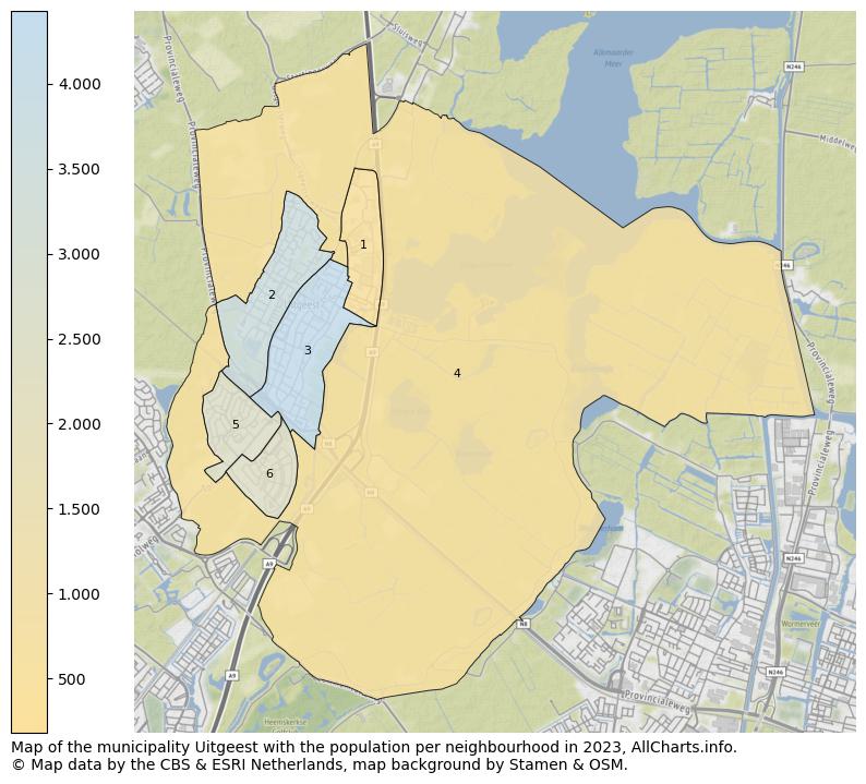 Map of the municipality Uitgeest with the population per neighbourhood in 2022. This page shows a lot of information about residents (such as the distribution by age groups, family composition, gender, native or Dutch with an immigration background, ...), homes (numbers, types, price development, use, type of property, ...) and more (car ownership, energy consumption, ...) based on open data from the Dutch Central Bureau of Statistics and various other sources!