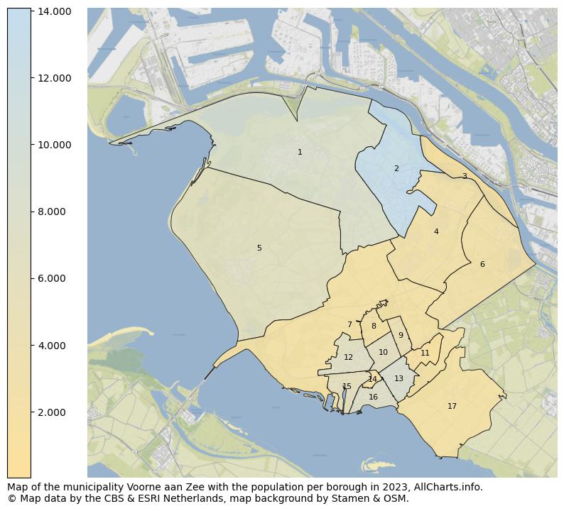 Map of the municipality Voorne aan Zee with the population per borough in 2023. This page shows a lot of information about residents (such as the distribution by age groups, family composition, gender, native or Dutch with an immigration background, ...), homes (numbers, types, price development, use, type of property, ...) and more (car ownership, energy consumption, ...) based on open data from the Dutch Central Bureau of Statistics and various other sources!