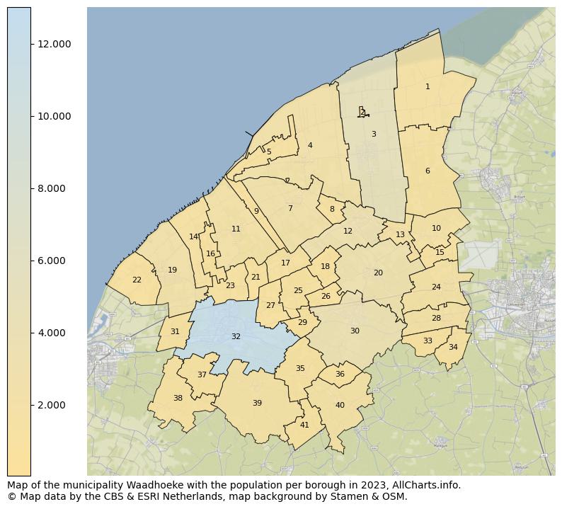 Map of the municipality Waadhoeke with the population per borough in 2023. This page shows a lot of information about residents (such as the distribution by age groups, family composition, gender, native or Dutch with an immigration background, ...), homes (numbers, types, price development, use, type of property, ...) and more (car ownership, energy consumption, ...) based on open data from the Dutch Central Bureau of Statistics and various other sources!