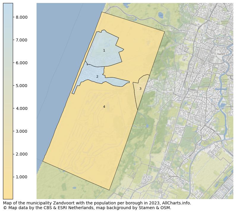 Map of the municipality Zandvoort with the population per borough in 2023. This page shows a lot of information about residents (such as the distribution by age groups, family composition, gender, native or Dutch with an immigration background, ...), homes (numbers, types, price development, use, type of property, ...) and more (car ownership, energy consumption, ...) based on open data from the Dutch Central Bureau of Statistics and various other sources!
