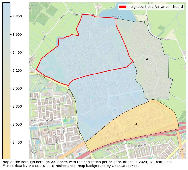 Image of the neighbourhood Aa-landen-Noord at the map. This image is used as introduction to this page. This page shows a lot of information about the population in the neighbourhood Aa-landen-Noord (such as the distribution by age groups of the residents, the composition of households, whether inhabitants are natives or Dutch with an immigration background, data about the houses (numbers, types, price development, use, type of property, ...) and more (car ownership, energy consumption, ...) based on open data from the Dutch Central Bureau of Statistics and various other sources!