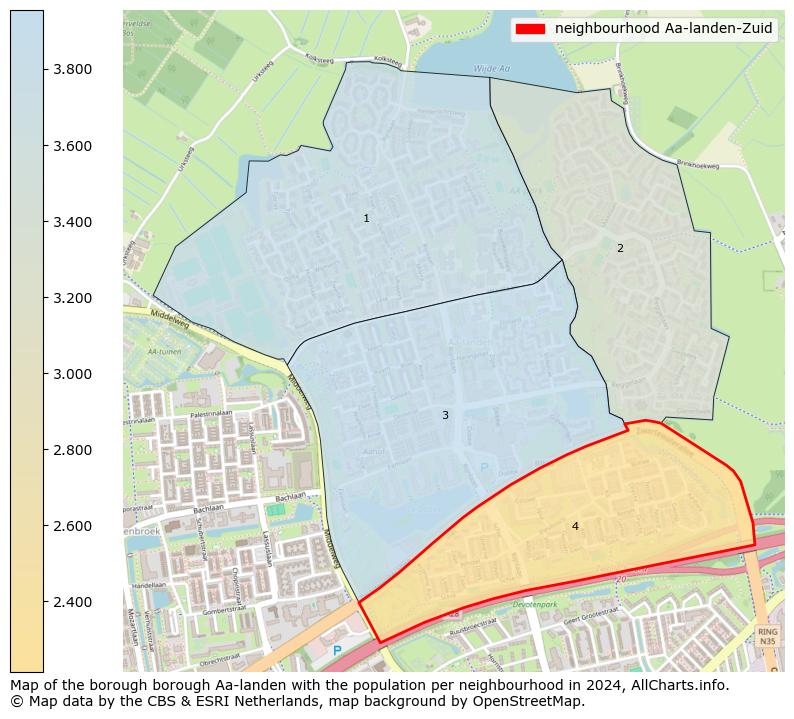 Image of the neighbourhood Aa-landen-Zuid at the map. This image is used as introduction to this page. This page shows a lot of information about the population in the neighbourhood Aa-landen-Zuid (such as the distribution by age groups of the residents, the composition of households, whether inhabitants are natives or Dutch with an immigration background, data about the houses (numbers, types, price development, use, type of property, ...) and more (car ownership, energy consumption, ...) based on open data from the Dutch Central Bureau of Statistics and various other sources!