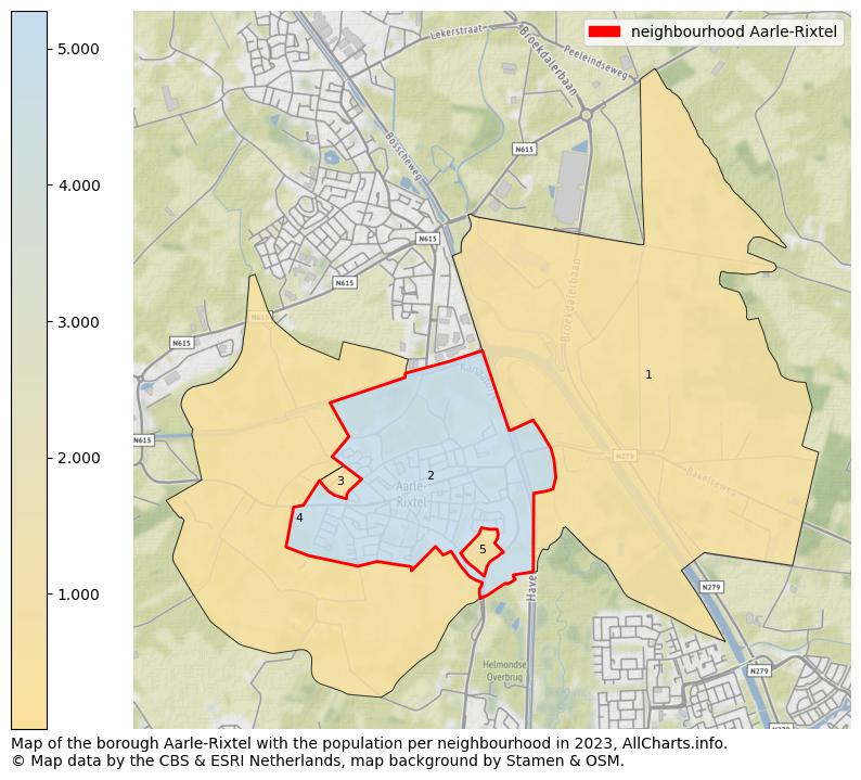 Map of the borough Aarle-Rixtel with the population per neighbourhood in 2023. This page shows a lot of information about residents (such as the distribution by age groups, family composition, gender, native or Dutch with an immigration background, ...), homes (numbers, types, price development, use, type of property, ...) and more (car ownership, energy consumption, ...) based on open data from the Dutch Central Bureau of Statistics and various other sources!
