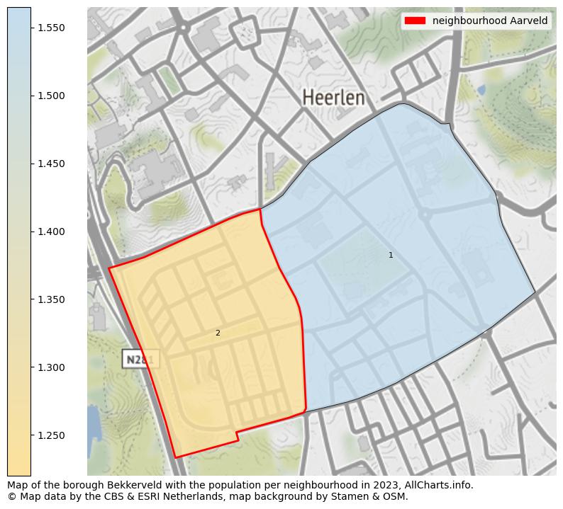 Map of the borough Bekkerveld with the population per neighbourhood in 2023. This page shows a lot of information about residents (such as the distribution by age groups, family composition, gender, native or Dutch with an immigration background, ...), homes (numbers, types, price development, use, type of property, ...) and more (car ownership, energy consumption, ...) based on open data from the Dutch Central Bureau of Statistics and various other sources!