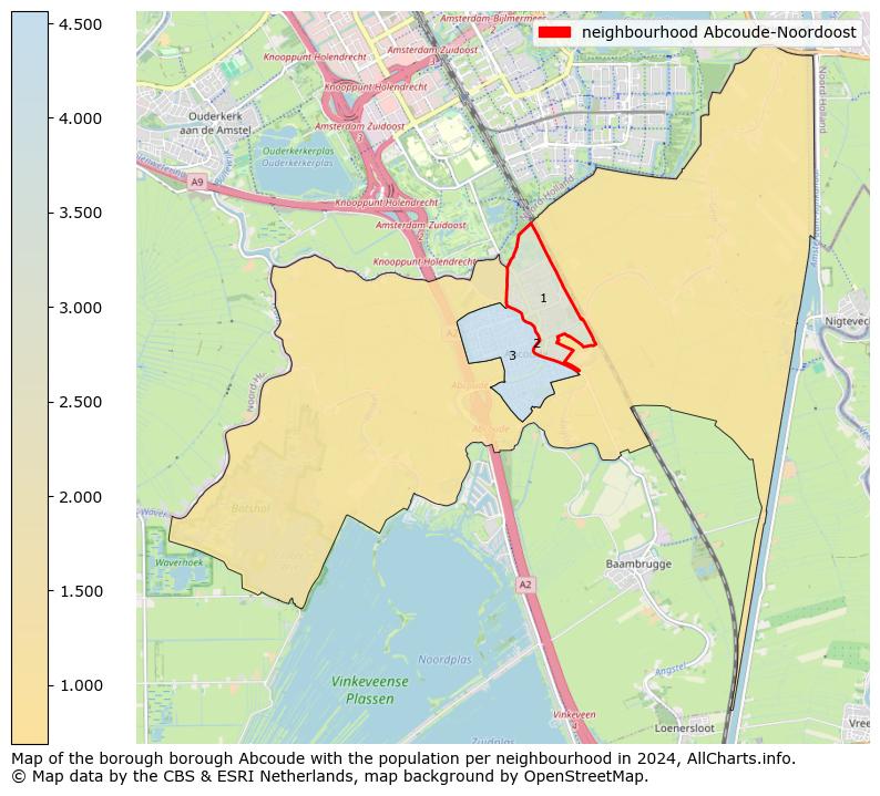 Image of the neighbourhood Abcoude-Noordoost at the map. This image is used as introduction to this page. This page shows a lot of information about the population in the neighbourhood Abcoude-Noordoost (such as the distribution by age groups of the residents, the composition of households, whether inhabitants are natives or Dutch with an immigration background, data about the houses (numbers, types, price development, use, type of property, ...) and more (car ownership, energy consumption, ...) based on open data from the Dutch Central Bureau of Statistics and various other sources!