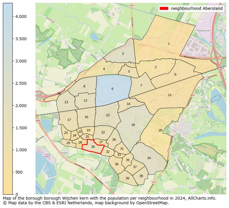 Image of the neighbourhood Abersland at the map. This image is used as introduction to this page. This page shows a lot of information about the population in the neighbourhood Abersland (such as the distribution by age groups of the residents, the composition of households, whether inhabitants are natives or Dutch with an immigration background, data about the houses (numbers, types, price development, use, type of property, ...) and more (car ownership, energy consumption, ...) based on open data from the Dutch Central Bureau of Statistics and various other sources!