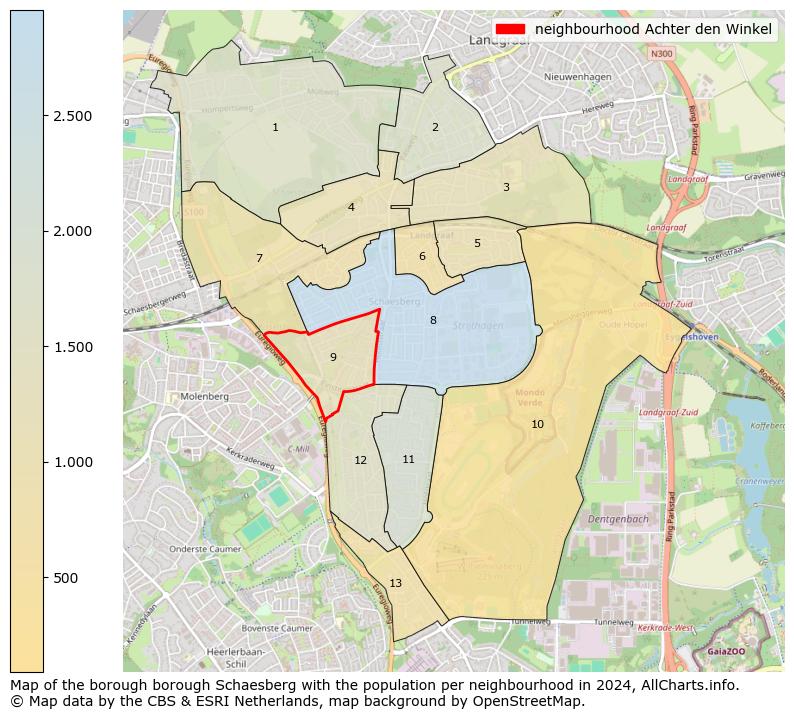 Image of the neighbourhood Achter den Winkel at the map. This image is used as introduction to this page. This page shows a lot of information about the population in the neighbourhood Achter den Winkel (such as the distribution by age groups of the residents, the composition of households, whether inhabitants are natives or Dutch with an immigration background, data about the houses (numbers, types, price development, use, type of property, ...) and more (car ownership, energy consumption, ...) based on open data from the Dutch Central Bureau of Statistics and various other sources!