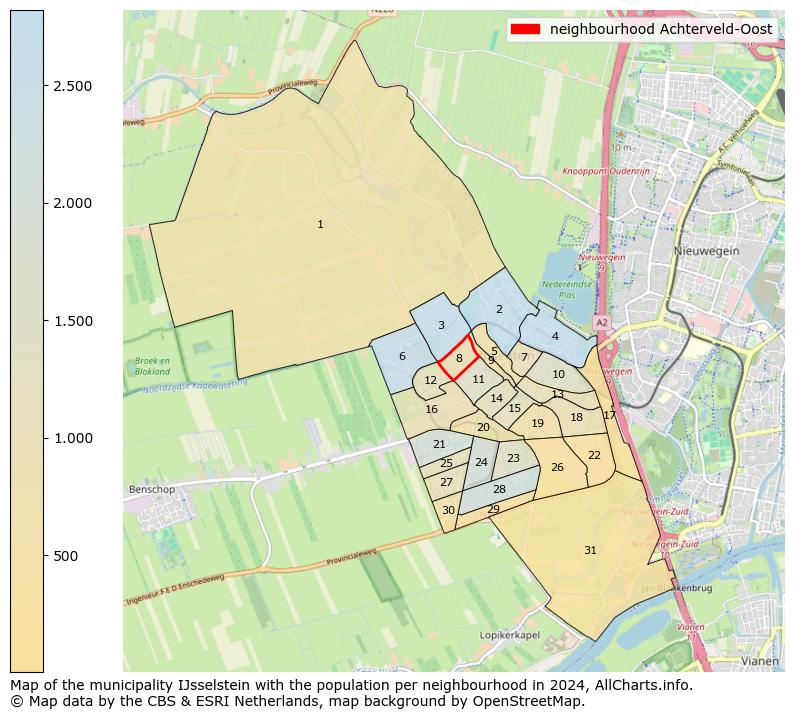 Image of the neighbourhood Achterveld-Oost at the map. This image is used as introduction to this page. This page shows a lot of information about the population in the neighbourhood Achterveld-Oost (such as the distribution by age groups of the residents, the composition of households, whether inhabitants are natives or Dutch with an immigration background, data about the houses (numbers, types, price development, use, type of property, ...) and more (car ownership, energy consumption, ...) based on open data from the Dutch Central Bureau of Statistics and various other sources!