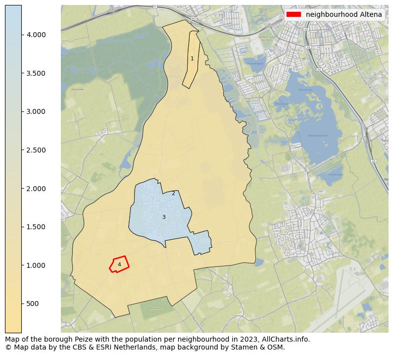 Map of the borough Peize with the population per neighbourhood in 2023. This page shows a lot of information about residents (such as the distribution by age groups, family composition, gender, native or Dutch with an immigration background, ...), homes (numbers, types, price development, use, type of property, ...) and more (car ownership, energy consumption, ...) based on open data from the Dutch Central Bureau of Statistics and various other sources!