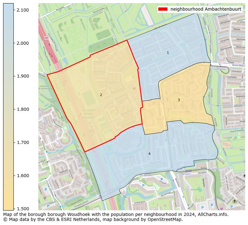 Image of the neighbourhood Ambachtenbuurt at the map. This image is used as introduction to this page. This page shows a lot of information about the population in the neighbourhood Ambachtenbuurt (such as the distribution by age groups of the residents, the composition of households, whether inhabitants are natives or Dutch with an immigration background, data about the houses (numbers, types, price development, use, type of property, ...) and more (car ownership, energy consumption, ...) based on open data from the Dutch Central Bureau of Statistics and various other sources!