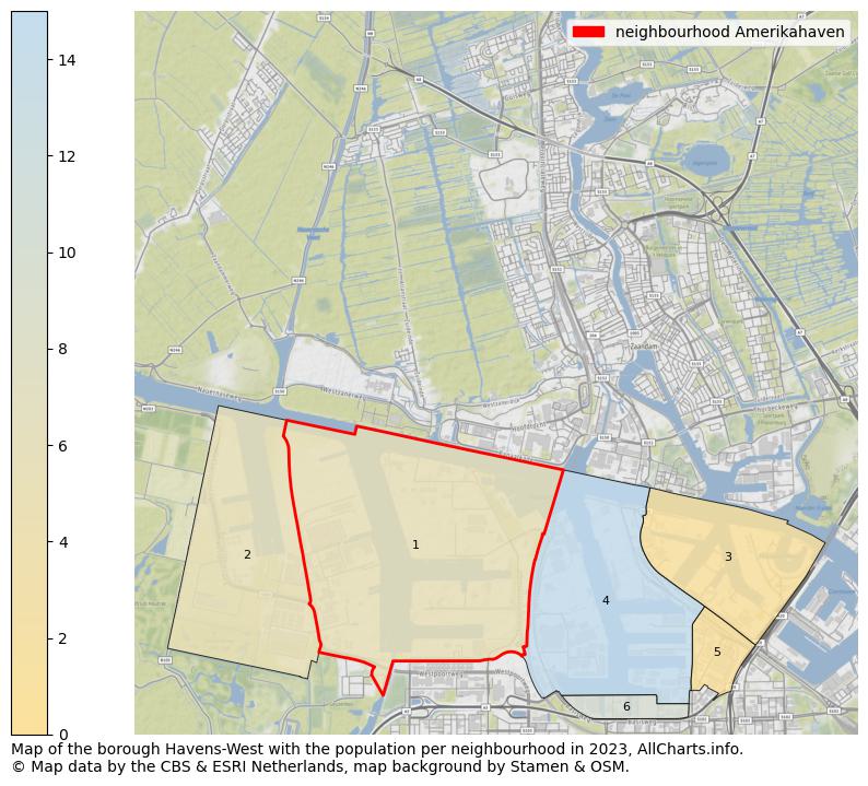 Map of the borough Havens-West with the population per neighbourhood in 2023. This page shows a lot of information about residents (such as the distribution by age groups, family composition, gender, native or Dutch with an immigration background, ...), homes (numbers, types, price development, use, type of property, ...) and more (car ownership, energy consumption, ...) based on open data from the Dutch Central Bureau of Statistics and various other sources!