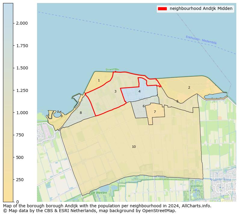 Image of the neighbourhood Andijk Midden at the map. This image is used as introduction to this page. This page shows a lot of information about the population in the neighbourhood Andijk Midden (such as the distribution by age groups of the residents, the composition of households, whether inhabitants are natives or Dutch with an immigration background, data about the houses (numbers, types, price development, use, type of property, ...) and more (car ownership, energy consumption, ...) based on open data from the Dutch Central Bureau of Statistics and various other sources!