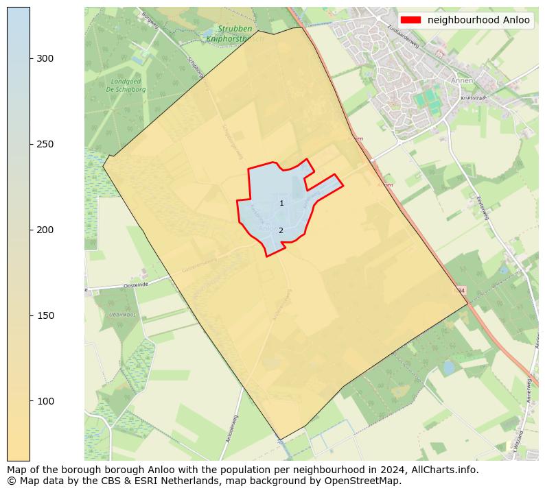 Image of the neighbourhood Anloo at the map. This image is used as introduction to this page. This page shows a lot of information about the population in the neighbourhood Anloo (such as the distribution by age groups of the residents, the composition of households, whether inhabitants are natives or Dutch with an immigration background, data about the houses (numbers, types, price development, use, type of property, ...) and more (car ownership, energy consumption, ...) based on open data from the Dutch Central Bureau of Statistics and various other sources!