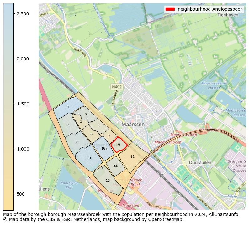 Image of the neighbourhood Antilopespoor at the map. This image is used as introduction to this page. This page shows a lot of information about the population in the neighbourhood Antilopespoor (such as the distribution by age groups of the residents, the composition of households, whether inhabitants are natives or Dutch with an immigration background, data about the houses (numbers, types, price development, use, type of property, ...) and more (car ownership, energy consumption, ...) based on open data from the Dutch Central Bureau of Statistics and various other sources!