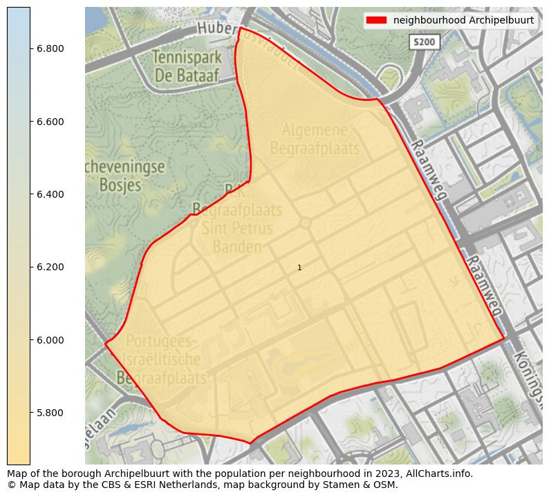 Map of the borough Archipelbuurt with the population per neighbourhood in 2023. This page shows a lot of information about residents (such as the distribution by age groups, family composition, gender, native or Dutch with an immigration background, ...), homes (numbers, types, price development, use, type of property, ...) and more (car ownership, energy consumption, ...) based on open data from the Dutch Central Bureau of Statistics and various other sources!