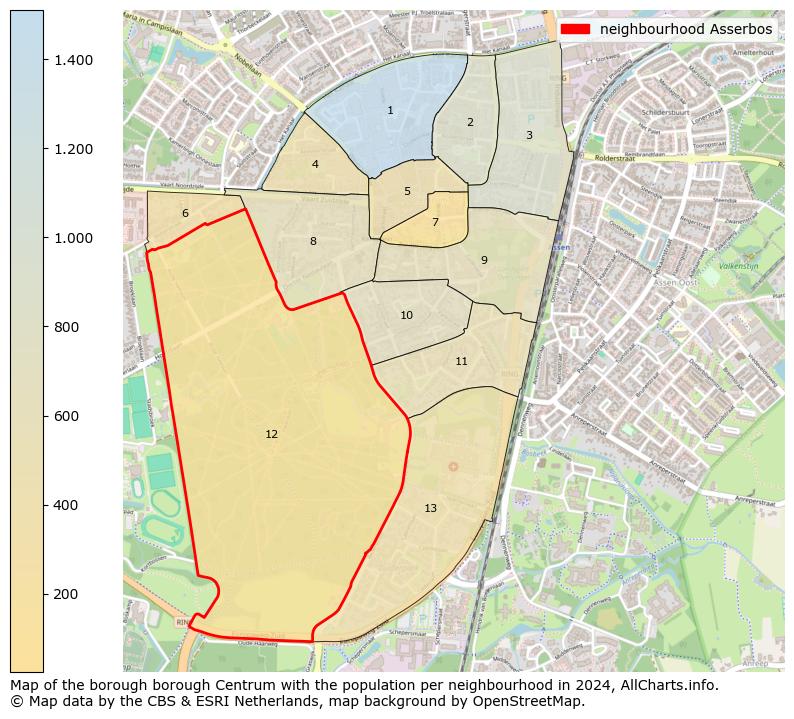 Image of the neighbourhood Asserbos at the map. This image is used as introduction to this page. This page shows a lot of information about the population in the neighbourhood Asserbos (such as the distribution by age groups of the residents, the composition of households, whether inhabitants are natives or Dutch with an immigration background, data about the houses (numbers, types, price development, use, type of property, ...) and more (car ownership, energy consumption, ...) based on open data from the Dutch Central Bureau of Statistics and various other sources!