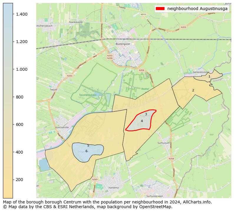 Image of the neighbourhood Augustinusga at the map. This image is used as introduction to this page. This page shows a lot of information about the population in the neighbourhood Augustinusga (such as the distribution by age groups of the residents, the composition of households, whether inhabitants are natives or Dutch with an immigration background, data about the houses (numbers, types, price development, use, type of property, ...) and more (car ownership, energy consumption, ...) based on open data from the Dutch Central Bureau of Statistics and various other sources!