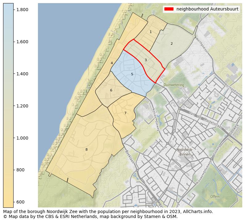 Map of the borough Noordwijk Zee with the population per neighbourhood in 2021. This page shows a lot of information about residents (such as the distribution by age groups, family composition, gender, native or Dutch with an immigration background, ...), homes (numbers, types, price development, use, type of property, ...) and more (car ownership, energy consumption, ...) based on open data from the Dutch Central Bureau of Statistics and various other sources!