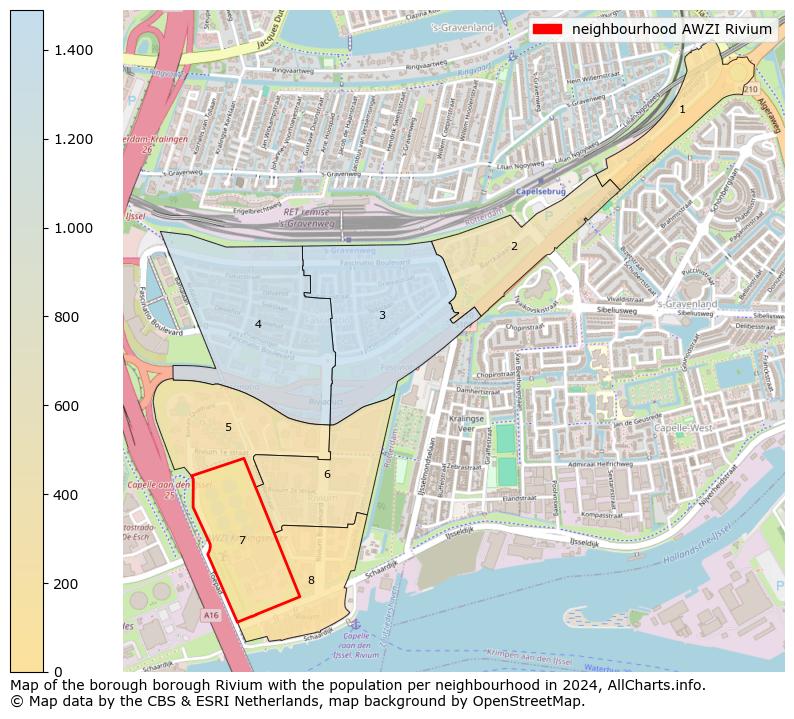 Image of the neighbourhood AWZI Rivium at the map. This image is used as introduction to this page. This page shows a lot of information about the population in the neighbourhood AWZI Rivium (such as the distribution by age groups of the residents, the composition of households, whether inhabitants are natives or Dutch with an immigration background, data about the houses (numbers, types, price development, use, type of property, ...) and more (car ownership, energy consumption, ...) based on open data from the Dutch Central Bureau of Statistics and various other sources!