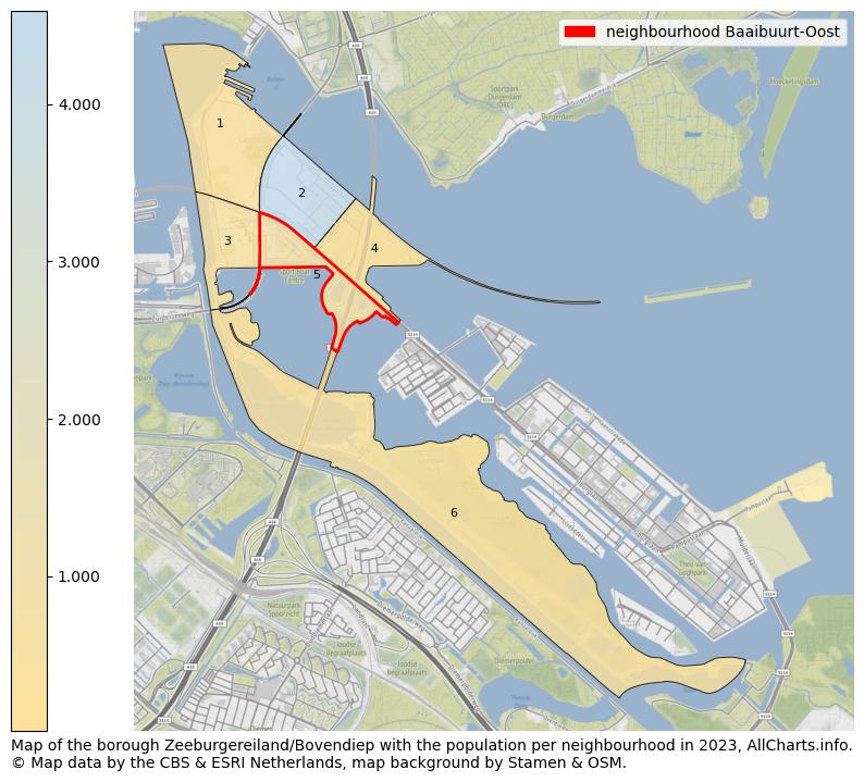 Map of the borough Zeeburgereiland/Bovendiep with the population per neighbourhood in 2023. This page shows a lot of information about residents (such as the distribution by age groups, family composition, gender, native or Dutch with an immigration background, ...), homes (numbers, types, price development, use, type of property, ...) and more (car ownership, energy consumption, ...) based on open data from the Dutch Central Bureau of Statistics and various other sources!