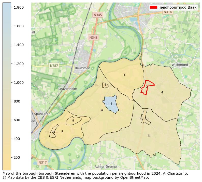 Image of the neighbourhood Baak at the map. This image is used as introduction to this page. This page shows a lot of information about the population in the neighbourhood Baak (such as the distribution by age groups of the residents, the composition of households, whether inhabitants are natives or Dutch with an immigration background, data about the houses (numbers, types, price development, use, type of property, ...) and more (car ownership, energy consumption, ...) based on open data from the Dutch Central Bureau of Statistics and various other sources!