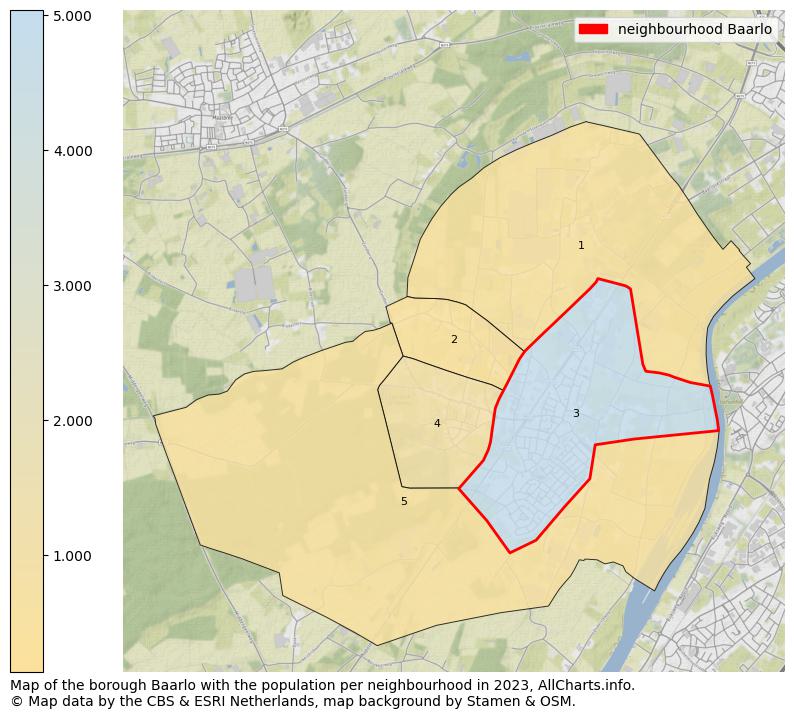 Map of the borough Baarlo with the population per neighbourhood in 2023. This page shows a lot of information about residents (such as the distribution by age groups, family composition, gender, native or Dutch with an immigration background, ...), homes (numbers, types, price development, use, type of property, ...) and more (car ownership, energy consumption, ...) based on open data from the Dutch Central Bureau of Statistics and various other sources!