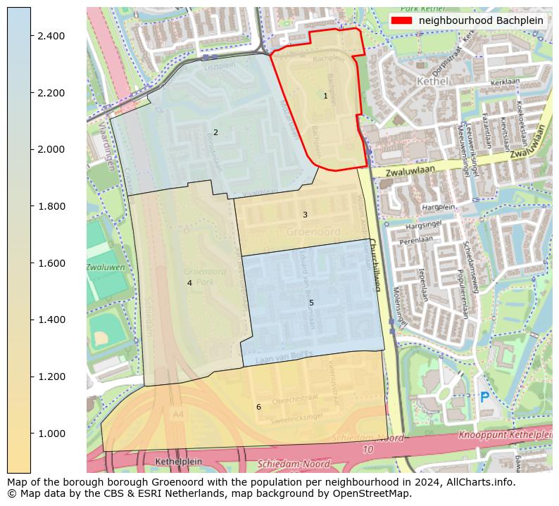 Image of the neighbourhood Bachplein at the map. This image is used as introduction to this page. This page shows a lot of information about the population in the neighbourhood Bachplein (such as the distribution by age groups of the residents, the composition of households, whether inhabitants are natives or Dutch with an immigration background, data about the houses (numbers, types, price development, use, type of property, ...) and more (car ownership, energy consumption, ...) based on open data from the Dutch Central Bureau of Statistics and various other sources!