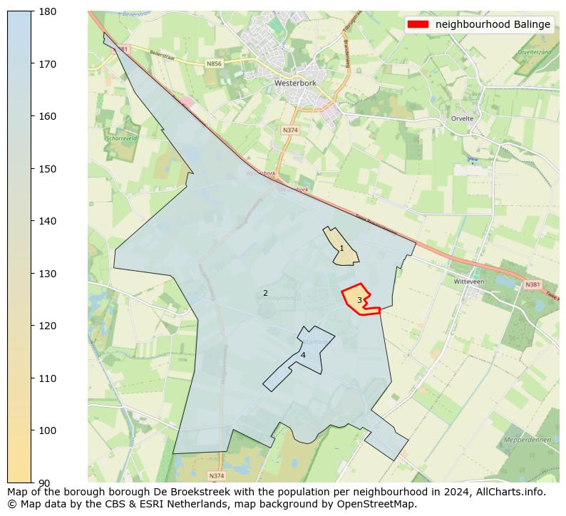 Image of the neighbourhood Balinge at the map. This image is used as introduction to this page. This page shows a lot of information about the population in the neighbourhood Balinge (such as the distribution by age groups of the residents, the composition of households, whether inhabitants are natives or Dutch with an immigration background, data about the houses (numbers, types, price development, use, type of property, ...) and more (car ownership, energy consumption, ...) based on open data from the Dutch Central Bureau of Statistics and various other sources!