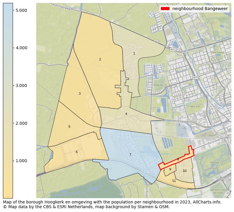 Map of the borough Hoogkerk en omgeving with the population per neighbourhood in 2023. This page shows a lot of information about residents (such as the distribution by age groups, family composition, gender, native or Dutch with an immigration background, ...), homes (numbers, types, price development, use, type of property, ...) and more (car ownership, energy consumption, ...) based on open data from the Dutch Central Bureau of Statistics and various other sources!