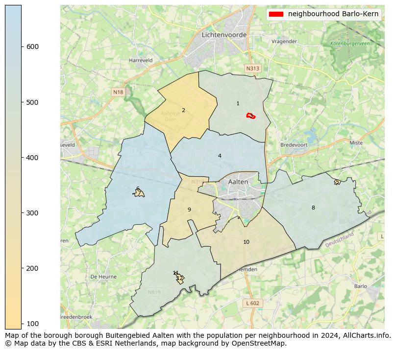 Image of the neighbourhood Barlo-Kern at the map. This image is used as introduction to this page. This page shows a lot of information about the population in the neighbourhood Barlo-Kern (such as the distribution by age groups of the residents, the composition of households, whether inhabitants are natives or Dutch with an immigration background, data about the houses (numbers, types, price development, use, type of property, ...) and more (car ownership, energy consumption, ...) based on open data from the Dutch Central Bureau of Statistics and various other sources!