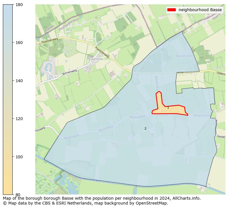 Image of the neighbourhood Basse at the map. This image is used as introduction to this page. This page shows a lot of information about the population in the neighbourhood Basse (such as the distribution by age groups of the residents, the composition of households, whether inhabitants are natives or Dutch with an immigration background, data about the houses (numbers, types, price development, use, type of property, ...) and more (car ownership, energy consumption, ...) based on open data from the Dutch Central Bureau of Statistics and various other sources!