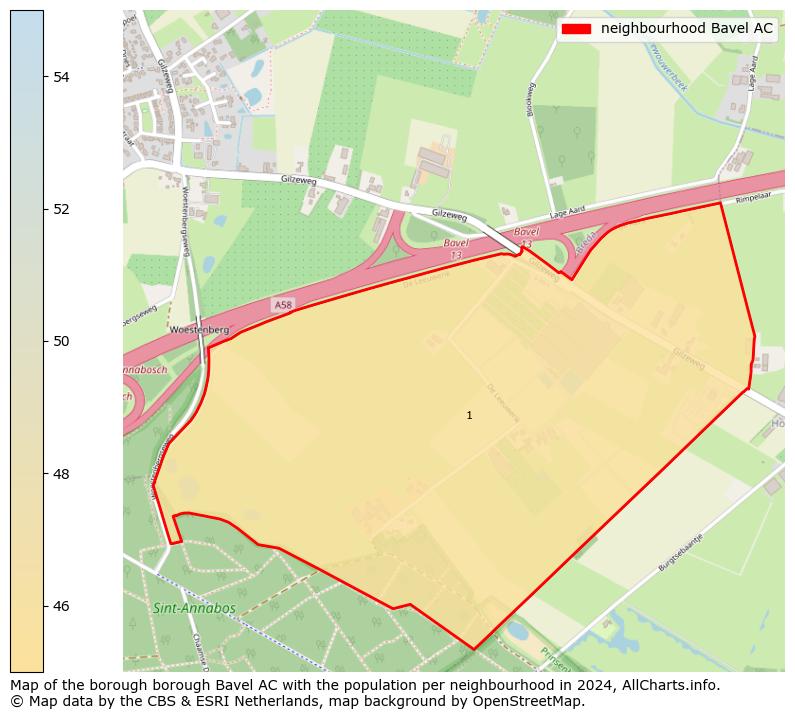 Image of the neighbourhood Bavel AC at the map. This image is used as introduction to this page. This page shows a lot of information about the population in the neighbourhood Bavel AC (such as the distribution by age groups of the residents, the composition of households, whether inhabitants are natives or Dutch with an immigration background, data about the houses (numbers, types, price development, use, type of property, ...) and more (car ownership, energy consumption, ...) based on open data from the Dutch Central Bureau of Statistics and various other sources!