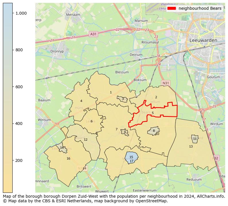 Image of the neighbourhood Bears at the map. This image is used as introduction to this page. This page shows a lot of information about the population in the neighbourhood Bears (such as the distribution by age groups of the residents, the composition of households, whether inhabitants are natives or Dutch with an immigration background, data about the houses (numbers, types, price development, use, type of property, ...) and more (car ownership, energy consumption, ...) based on open data from the Dutch Central Bureau of Statistics and various other sources!