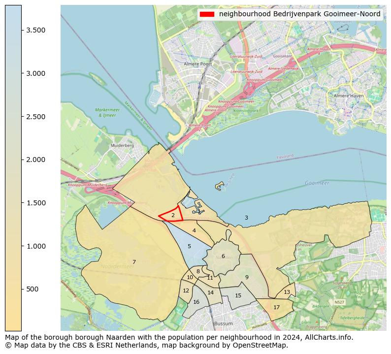 Image of the neighbourhood Bedrijvenpark Gooimeer-Noord at the map. This image is used as introduction to this page. This page shows a lot of information about the population in the neighbourhood Bedrijvenpark Gooimeer-Noord (such as the distribution by age groups of the residents, the composition of households, whether inhabitants are natives or Dutch with an immigration background, data about the houses (numbers, types, price development, use, type of property, ...) and more (car ownership, energy consumption, ...) based on open data from the Dutch Central Bureau of Statistics and various other sources!