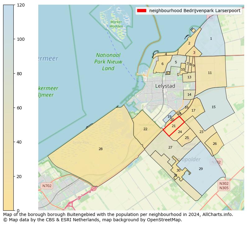 Image of the neighbourhood Bedrijvenpark Larserpoort at the map. This image is used as introduction to this page. This page shows a lot of information about the population in the neighbourhood Bedrijvenpark Larserpoort (such as the distribution by age groups of the residents, the composition of households, whether inhabitants are natives or Dutch with an immigration background, data about the houses (numbers, types, price development, use, type of property, ...) and more (car ownership, energy consumption, ...) based on open data from the Dutch Central Bureau of Statistics and various other sources!