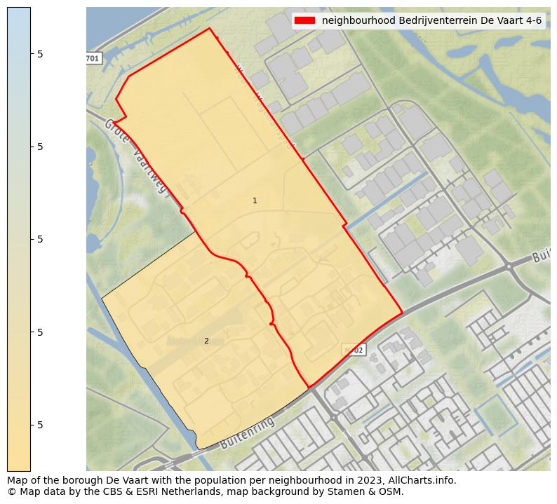 Map of the borough De Vaart with the population per neighbourhood in 2023. This page shows a lot of information about residents (such as the distribution by age groups, family composition, gender, native or Dutch with an immigration background, ...), homes (numbers, types, price development, use, type of property, ...) and more (car ownership, energy consumption, ...) based on open data from the Dutch Central Bureau of Statistics and various other sources!