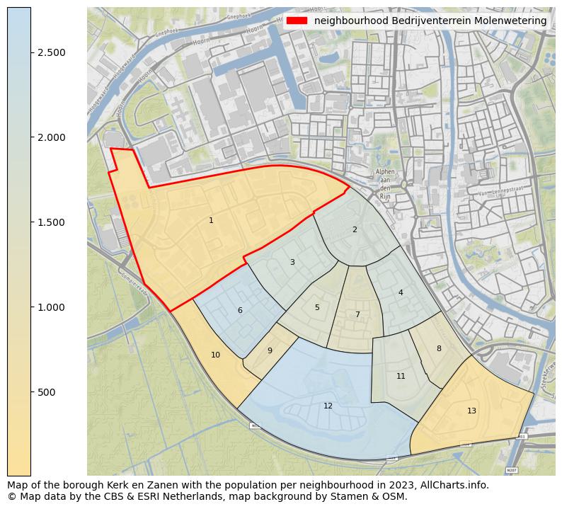 Map of the borough Kerk en Zanen with the population per neighbourhood in 2023. This page shows a lot of information about residents (such as the distribution by age groups, family composition, gender, native or Dutch with an immigration background, ...), homes (numbers, types, price development, use, type of property, ...) and more (car ownership, energy consumption, ...) based on open data from the Dutch Central Bureau of Statistics and various other sources!