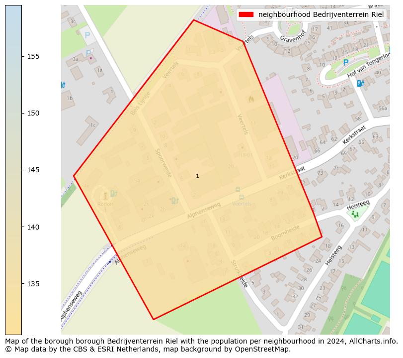 Image of the neighbourhood Bedrijventerrein Riel at the map. This image is used as introduction to this page. This page shows a lot of information about the population in the neighbourhood Bedrijventerrein Riel (such as the distribution by age groups of the residents, the composition of households, whether inhabitants are natives or Dutch with an immigration background, data about the houses (numbers, types, price development, use, type of property, ...) and more (car ownership, energy consumption, ...) based on open data from the Dutch Central Bureau of Statistics and various other sources!