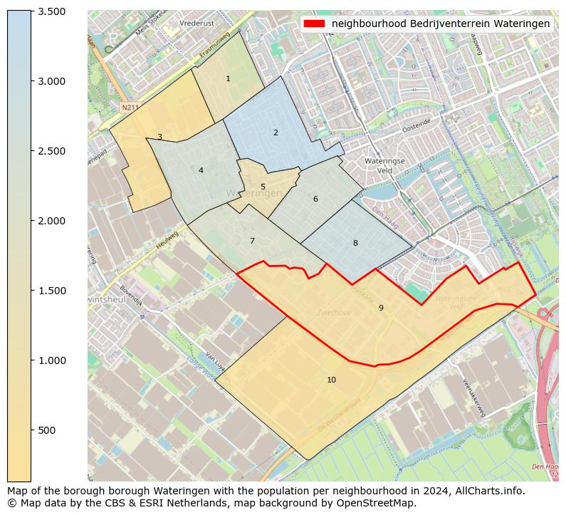 Image of the neighbourhood Bedrijventerrein Wateringen at the map. This image is used as introduction to this page. This page shows a lot of information about the population in the neighbourhood Bedrijventerrein Wateringen (such as the distribution by age groups of the residents, the composition of households, whether inhabitants are natives or Dutch with an immigration background, data about the houses (numbers, types, price development, use, type of property, ...) and more (car ownership, energy consumption, ...) based on open data from the Dutch Central Bureau of Statistics and various other sources!