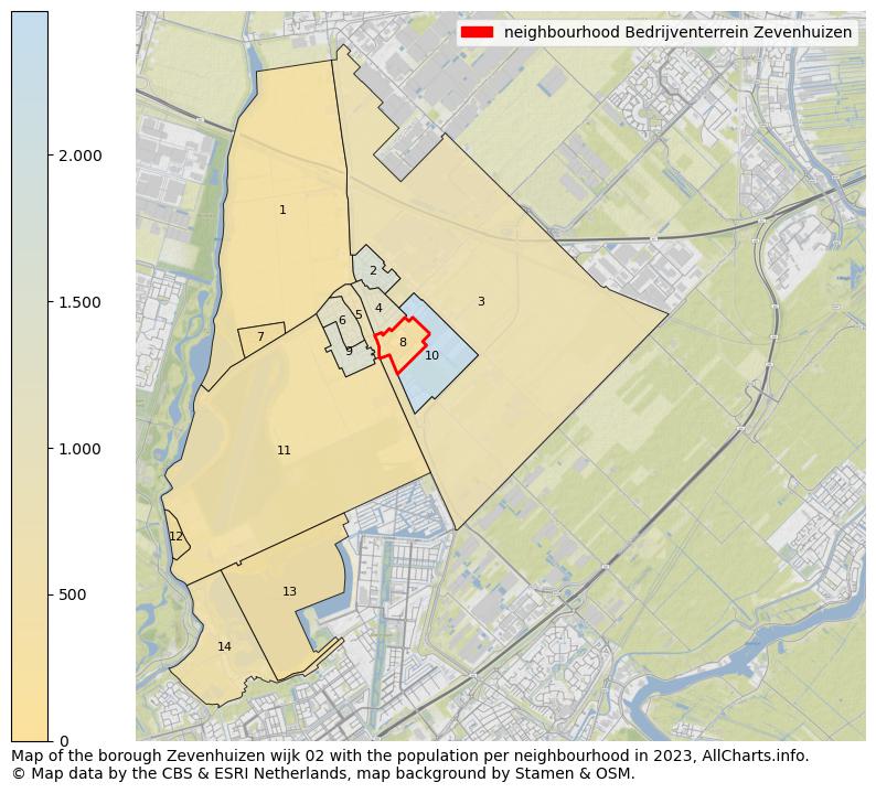 Map of the borough Zevenhuizen wijk 02 with the population per neighbourhood in 2023. This page shows a lot of information about residents (such as the distribution by age groups, family composition, gender, native or Dutch with an immigration background, ...), homes (numbers, types, price development, use, type of property, ...) and more (car ownership, energy consumption, ...) based on open data from the Dutch Central Bureau of Statistics and various other sources!