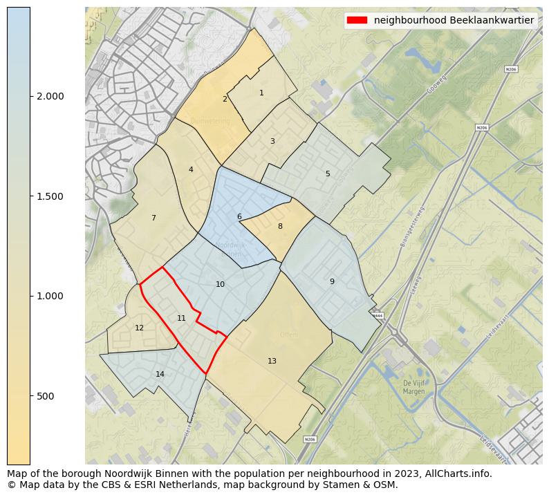Map of the borough Noordwijk Binnen with the population per neighbourhood in 2023. This page shows a lot of information about residents (such as the distribution by age groups, family composition, gender, native or Dutch with an immigration background, ...), homes (numbers, types, price development, use, type of property, ...) and more (car ownership, energy consumption, ...) based on open data from the Dutch Central Bureau of Statistics and various other sources!