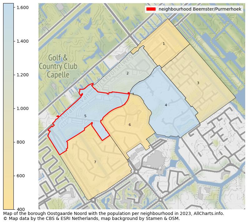 Map of the borough Oostgaarde Noord with the population per neighbourhood in 2023. This page shows a lot of information about residents (such as the distribution by age groups, family composition, gender, native or Dutch with an immigration background, ...), homes (numbers, types, price development, use, type of property, ...) and more (car ownership, energy consumption, ...) based on open data from the Dutch Central Bureau of Statistics and various other sources!