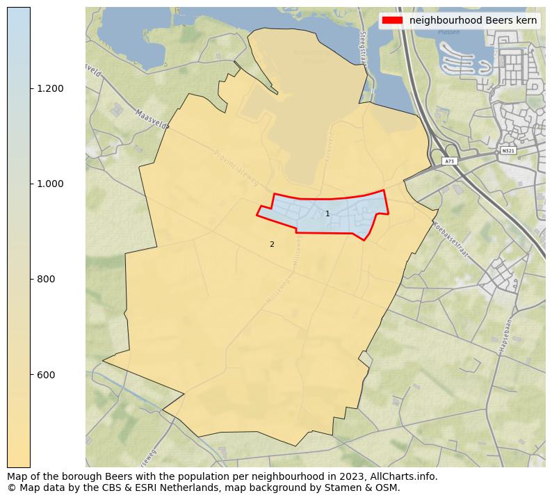 Map of the borough Beers with the population per neighbourhood in 2023. This page shows a lot of information about residents (such as the distribution by age groups, family composition, gender, native or Dutch with an immigration background, ...), homes (numbers, types, price development, use, type of property, ...) and more (car ownership, energy consumption, ...) based on open data from the Dutch Central Bureau of Statistics and various other sources!