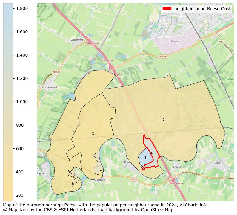 Image of the neighbourhood Beesd Oost at the map. This image is used as introduction to this page. This page shows a lot of information about the population in the neighbourhood Beesd Oost (such as the distribution by age groups of the residents, the composition of households, whether inhabitants are natives or Dutch with an immigration background, data about the houses (numbers, types, price development, use, type of property, ...) and more (car ownership, energy consumption, ...) based on open data from the Dutch Central Bureau of Statistics and various other sources!